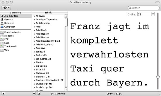 Schriftenverwaltung unter Mac OS X