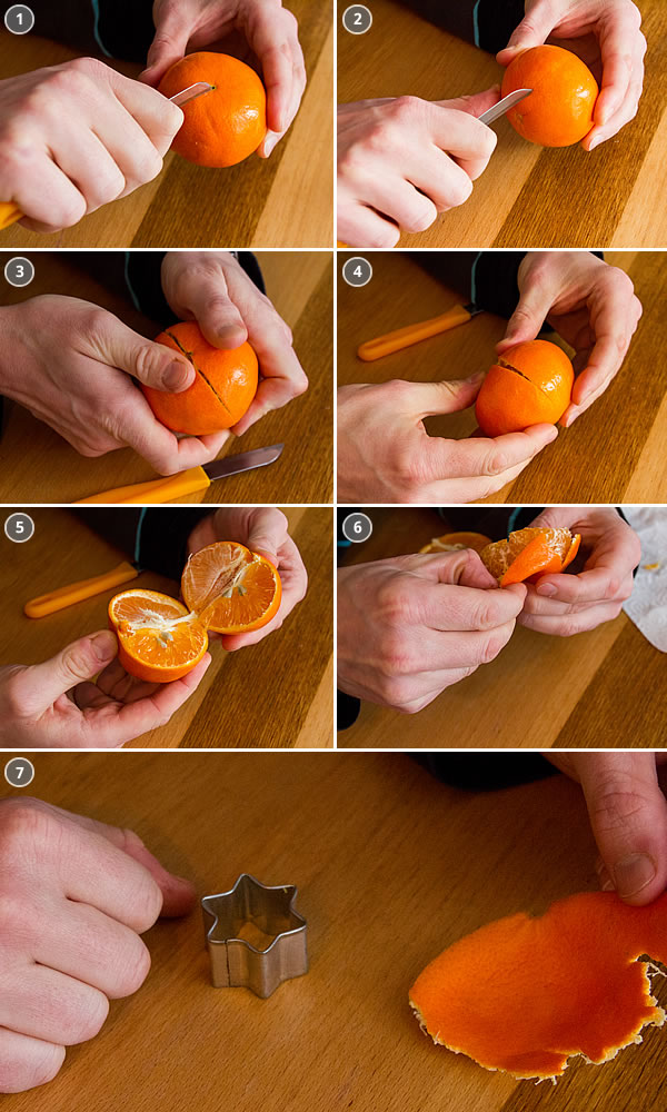 Mandarinen-Schalen lösen