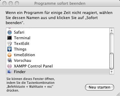 Finder neustarten Finder neustarten